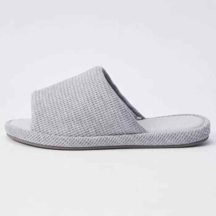 Uniqlo Open Toe Waffle Slippers Women Grey