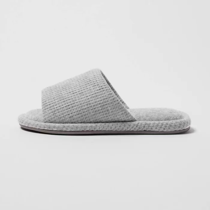 Uniqlo Open Toe Waffle Slippers Women Grey