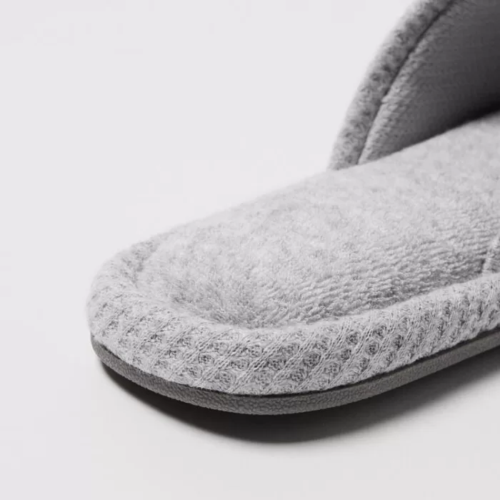 Uniqlo Open Toe Waffle Slippers Women Grey