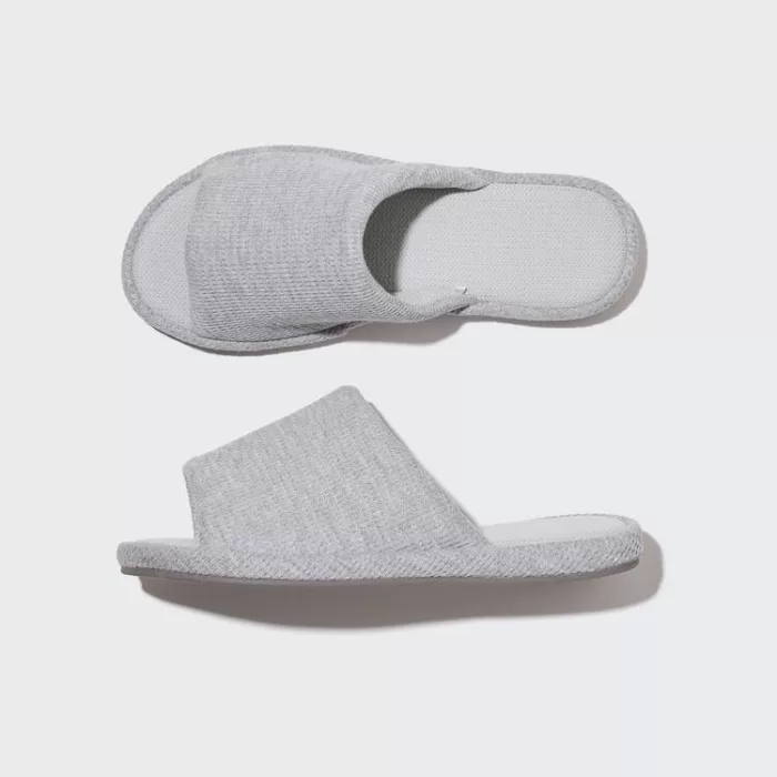 Uniqlo Open Toe Waffle Slippers Women Grey