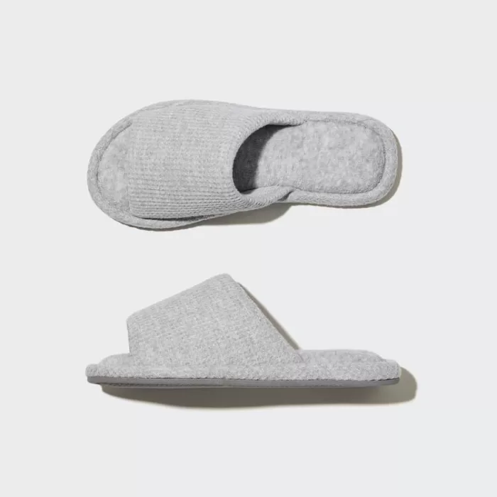 Uniqlo Open Toe Waffle Slippers Women Grey