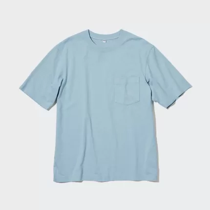 Uniqlo Oversized Pocket Crew Neck Half Sleeved T-shirt Men Blue