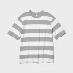 Uniqlo Oversized Striped Half Sleeved T-Shirt Men Grey