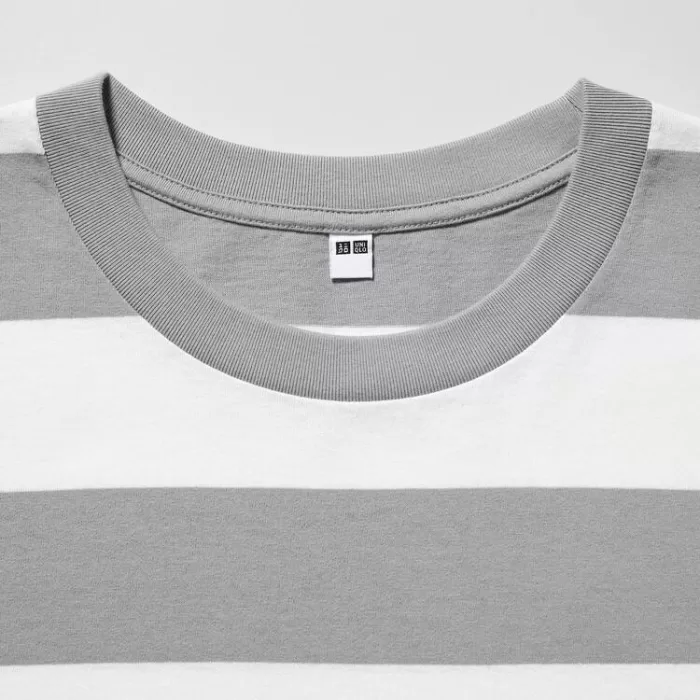 Uniqlo Oversized Striped Half Sleeved T-Shirt Men Grey