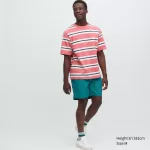 Uniqlo Oversized Striped Half Sleeved T-Shirt Men Pink