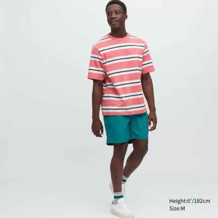 Uniqlo Oversized Striped Half Sleeved T-Shirt Men Pink