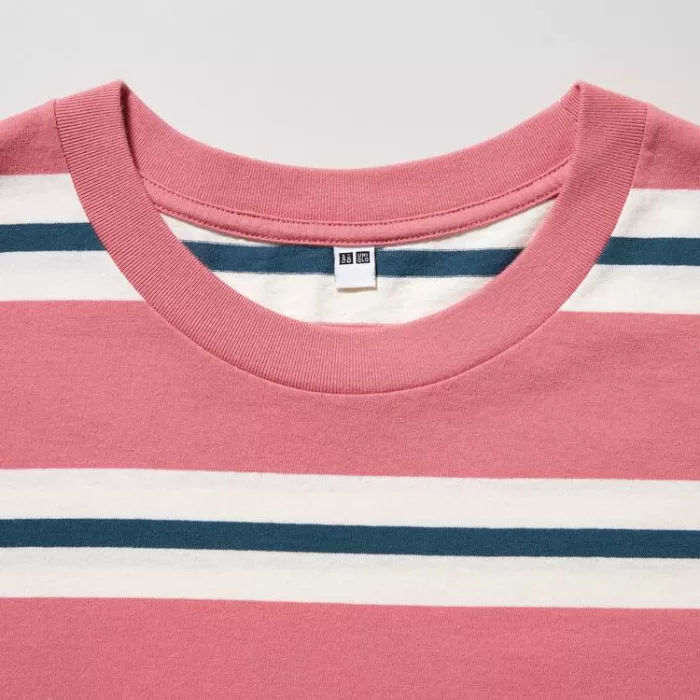 Uniqlo Oversized Striped Half Sleeved T-Shirt Men Pink