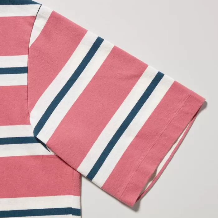 Uniqlo Oversized Striped Half Sleeved T-Shirt Men Pink