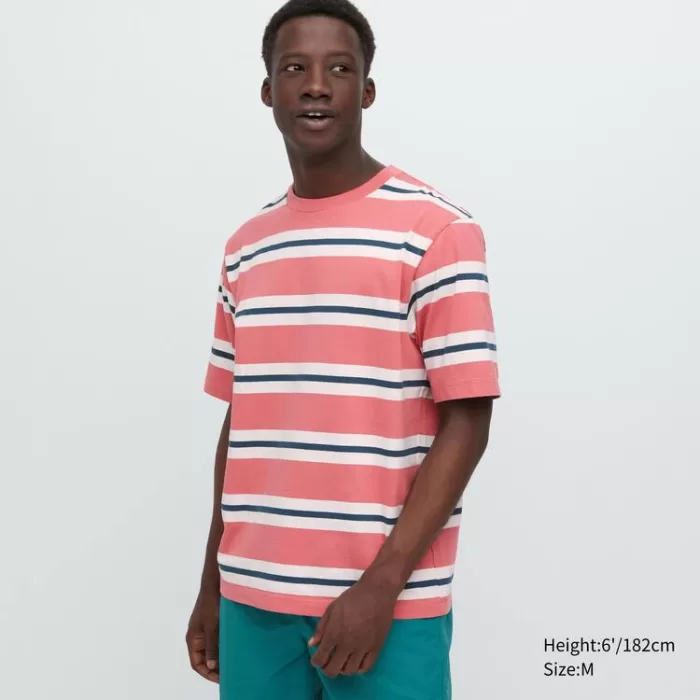 Uniqlo Oversized Striped Half Sleeved T-Shirt Men Pink