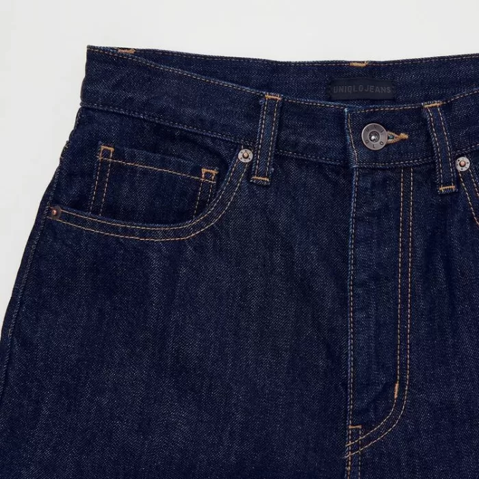 Uniqlo Peg High Rise Ankle Length (Long) (2021 Season) Jeans Women Navy Blue