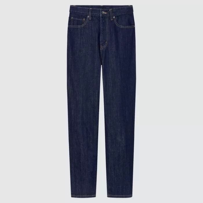 Uniqlo Peg High Rise Ankle Length (Long) (2021 Season) Jeans Women Navy Blue