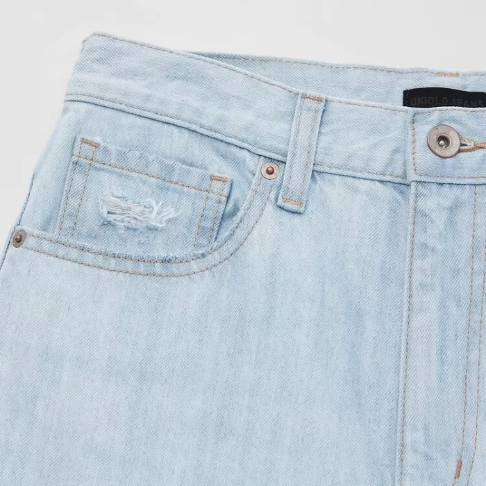 Uniqlo Peg High Rise Distressed Jeans Women Blue