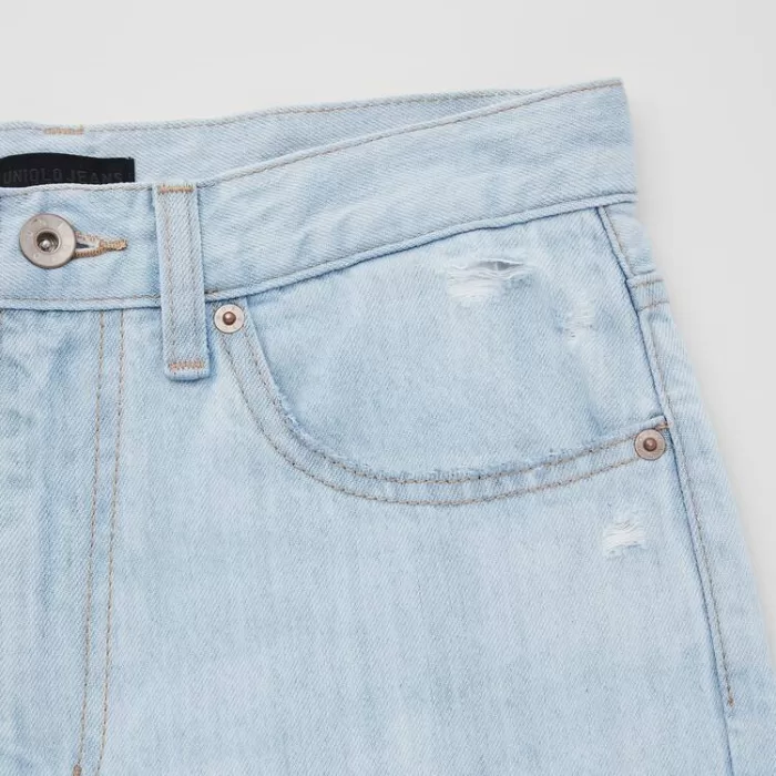 Uniqlo Peg High Rise Distressed Jeans Women Blue