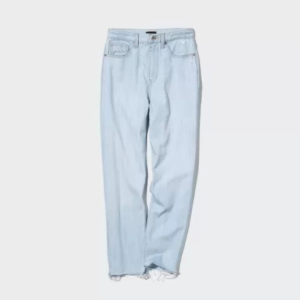 Uniqlo Peg High Rise Distressed Jeans Women Blue