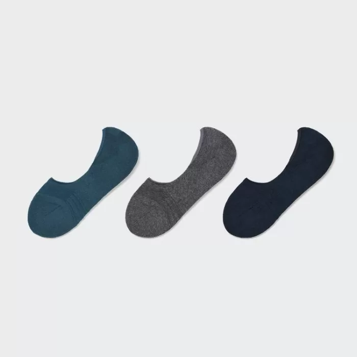 Uniqlo Pile Invisible No-show Socks (Three Pairs) Women Blue Grey Black