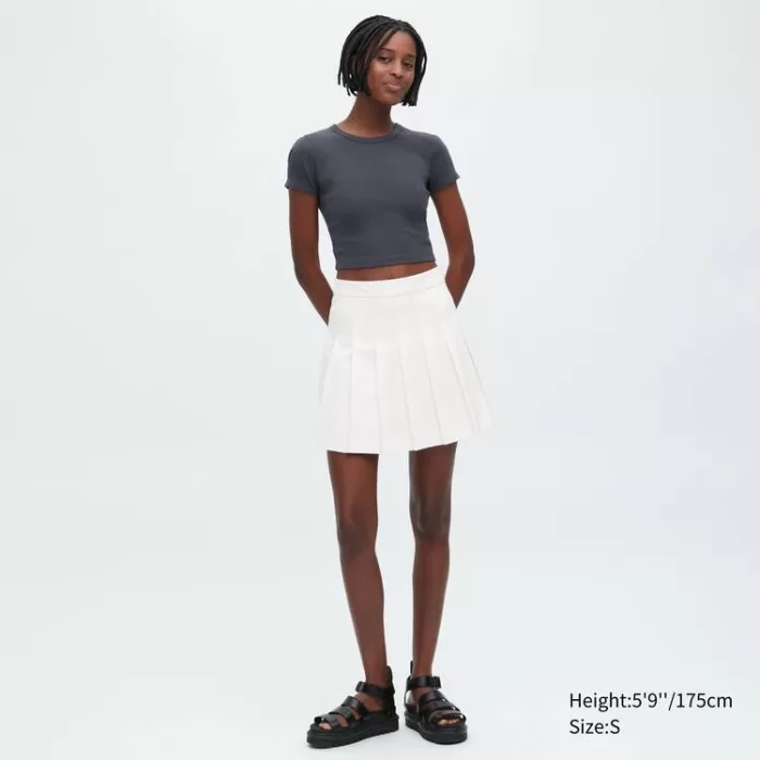 Uniqlo Pleated Mini Skirt Women White