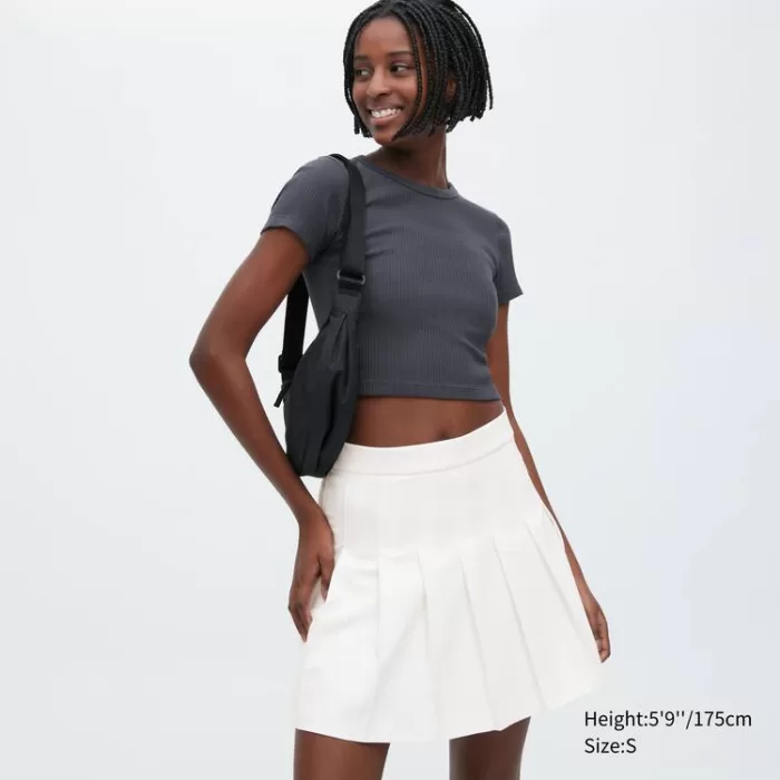 Uniqlo Pleated Mini Skirt Women White