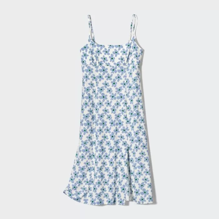 Uniqlo Printed Front Slit Camisole Dress Women White