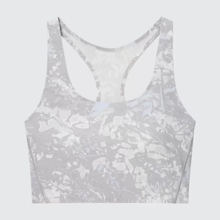 Uniqlo Printed Square Neck Active Wireless Bras Women Grey