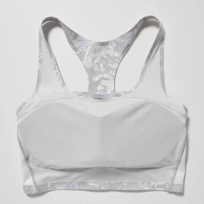 Uniqlo Printed Square Neck Active Wireless Bras Women Grey