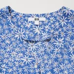 Uniqlo Printed V Neck Long Sleeved Women’s Blouses Blue