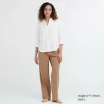 Uniqlo Rayon 3/4 Sleeve Women’s White Blouses