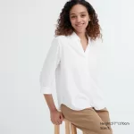 Uniqlo Rayon 3/4 Sleeve Women’s White Blouses