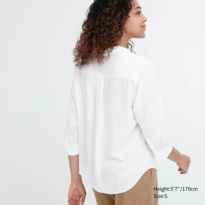 Uniqlo Rayon 3/4 Sleeve Women’s White Blouses