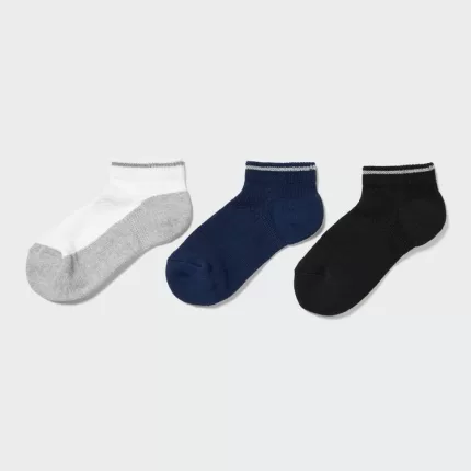 Uniqlo Reflect Short Socks (Three Pairs) Kids Grey White Black