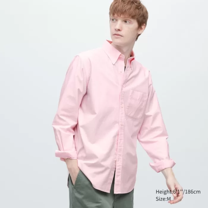 Uniqlo Regular Fit Oxford (Button-down Collar) Men’s Shirts Pink