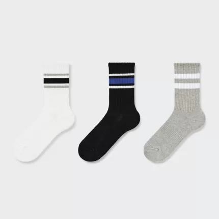 Uniqlo Regular Socks (Three Pairs) Kids White Black Grey