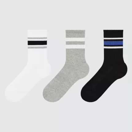 Uniqlo Regular Socks (Three Pairs) Kids White Grey Black