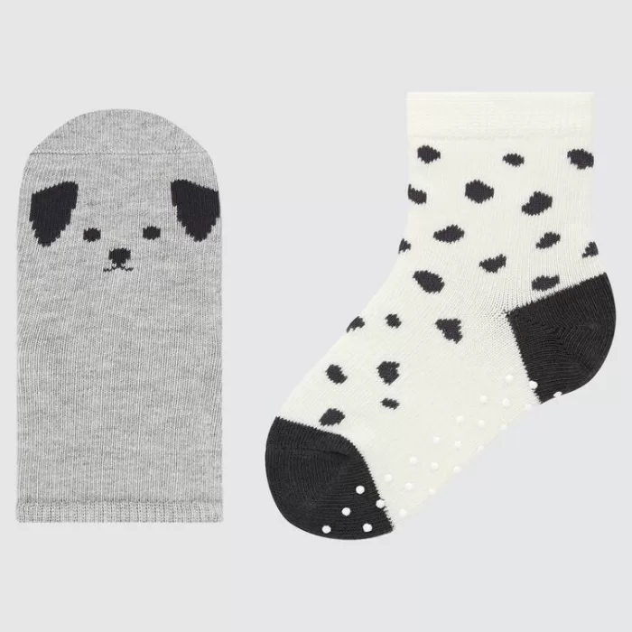 Uniqlo Regular Socks (Two Pairs) Baby Grey White