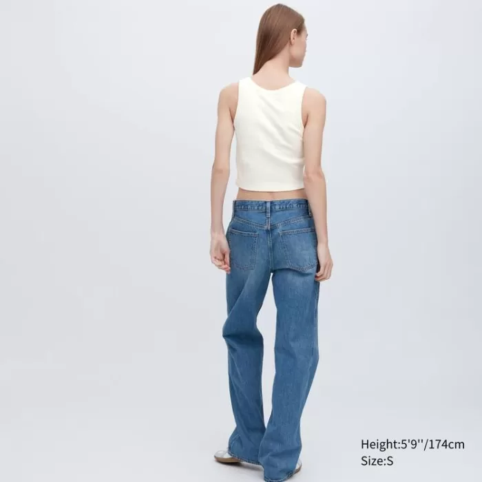 Uniqlo Ribbed Cropped Sleeveless Tops Women White