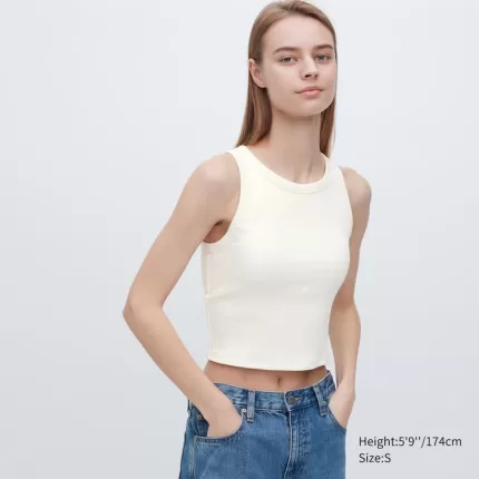 Uniqlo Ribbed Cropped Sleeveless Vest Women White