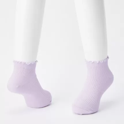 Uniqlo Ribbed Short Socks (Three Pairs) Kids Pink Green Grey