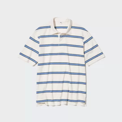 Uniqlo Rugger Striped Polo Shirt Men White