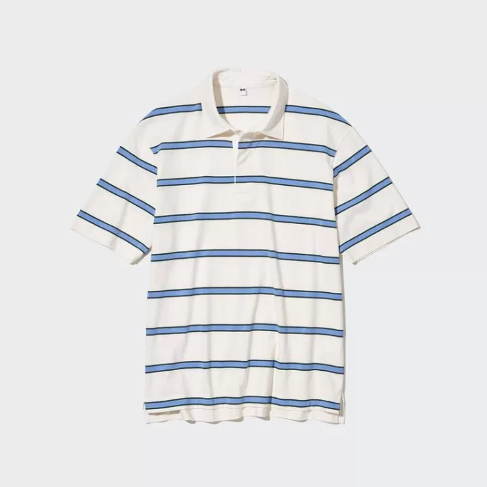 Uniqlo Rugger Striped Polo Shirt Men White