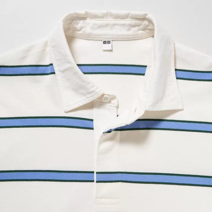 Uniqlo Rugger Striped Polo Shirt Men White