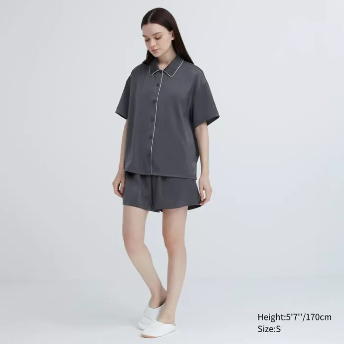 Uniqlo Satin Pajamas (Short Sleeve) Women’s Homewear Grey