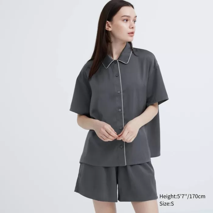 Uniqlo Satin Pajamas (Short Sleeve) Women’s Homewear Grey