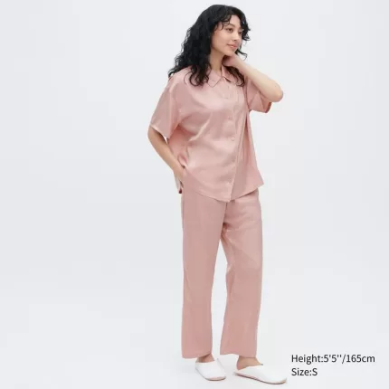 Uniqlo Satin Pajamas (Short Sleeve) Women’s Homewear Pink