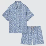 Uniqlo Satin Short Sleeved Women’s Homewear Blue