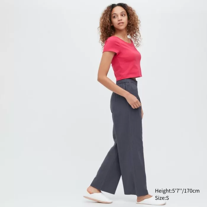 Uniqlo Seersucker Easy Women’s Pants Dark Grey