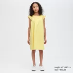 Uniqlo Seersucker Gathered Short Sleeved Dress Kids Yellow