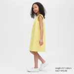 Uniqlo Seersucker Gathered Short Sleeved Dress Kids Yellow