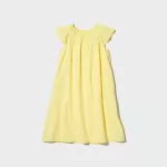 Uniqlo Seersucker Gathered Short Sleeved Dress Kids Yellow