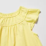 Uniqlo Seersucker Gathered Short Sleeved Dress Kids Yellow