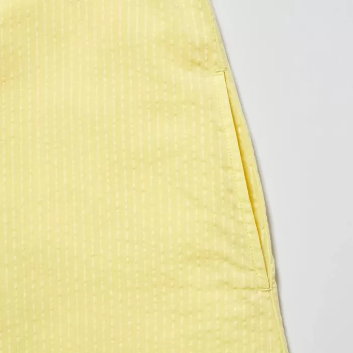 Uniqlo Seersucker Gathered Short Sleeved Dress Kids Yellow