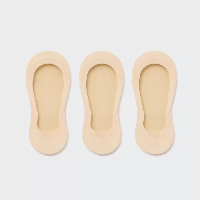 Uniqlo Sheer Invisible No-show Socks (Three Pairs) Woman Beige